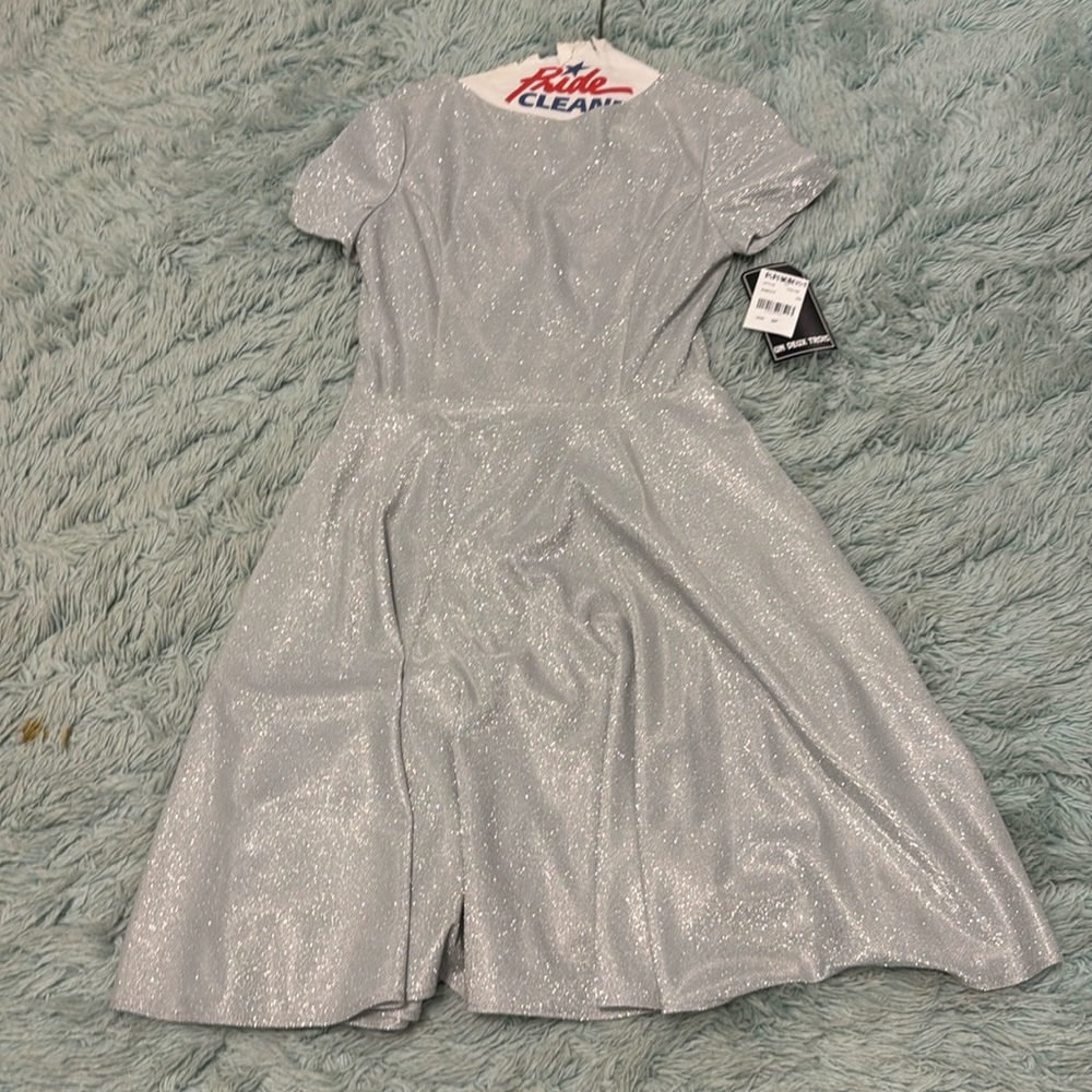 Un deux trois dress silver glitter short sleeve dress